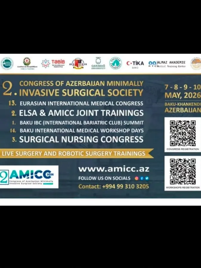Poster for the 2nd Congress of the Azerbaijan Society of Minimally Invasive Surgery, 7–10 May 2026, Baku