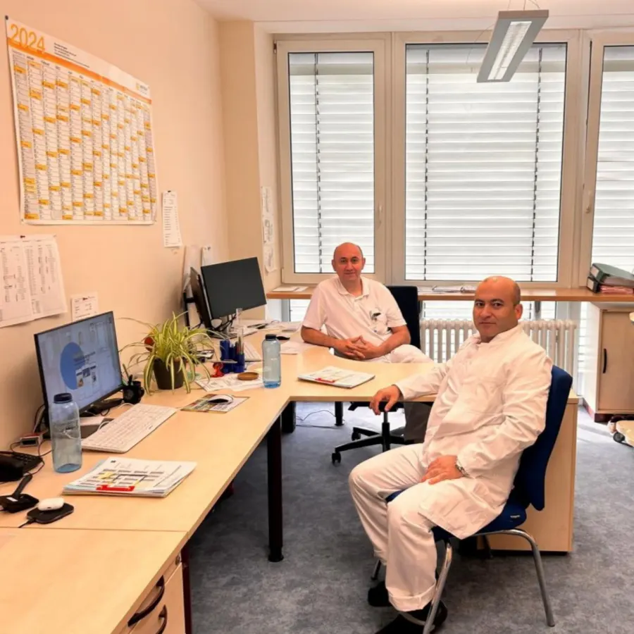 Dr. Rufat Asadbeyli with a visiting Azerbaijani doctor at the clinic